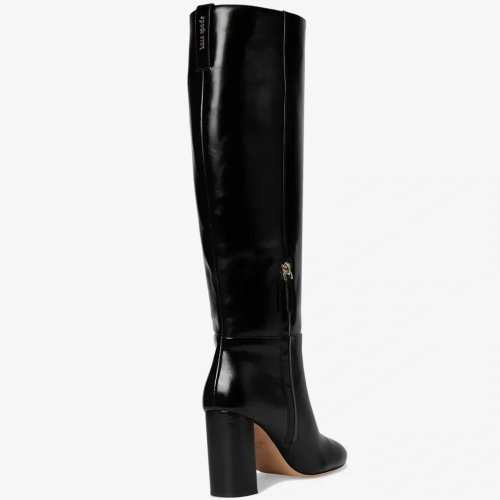 NWT NIB KATE SPADE NEW YORK Colby Tall Block Heeled Boots Black Size 6